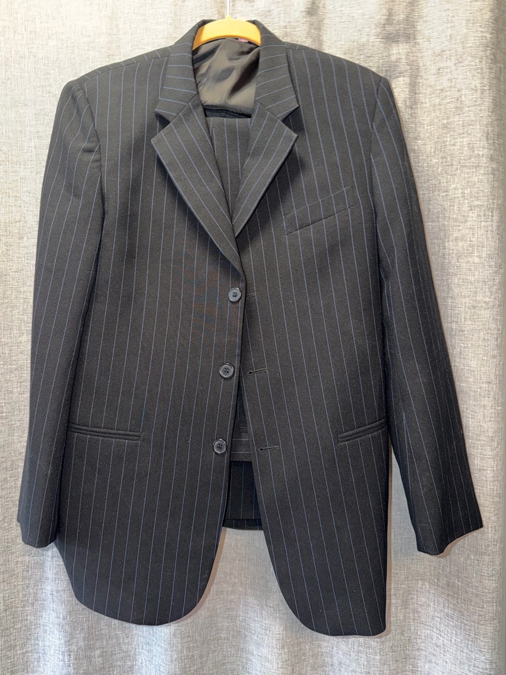 Adolfo Charcoal Suit Blazer with Blue Pinstripes size 20